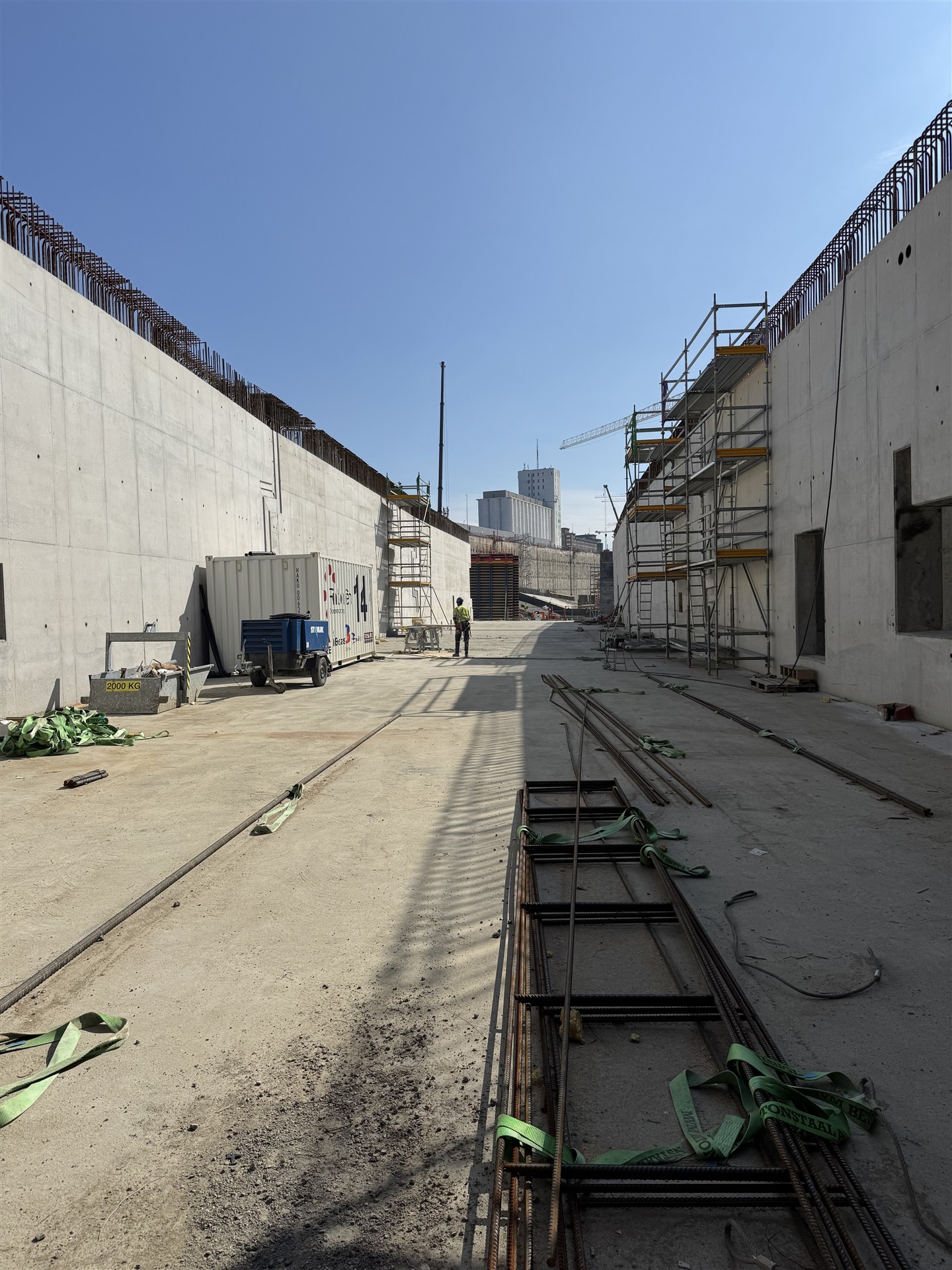 Betonnen tunnelwanden bij Oosterweel